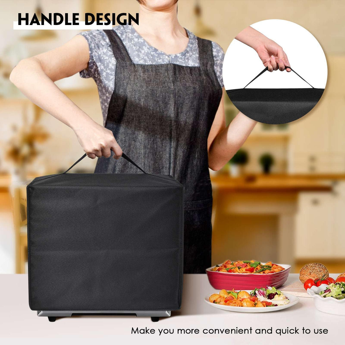Heat-Resistant Nylon Waterproof Dust Cover for TOA-60 Convection Toaster Oven Airfryer, for Instant Pot Duo Crisp 11-in-1 Air Fryer, Electric Pressure Cooker 6 Quar (16.53X16.53X14.96 IN)