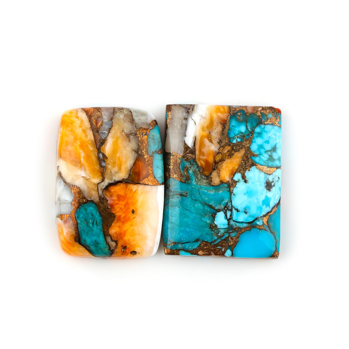 CRYSTALINES (2pcs) AAA Grade Genuine Oyster Turquoise Gemstone, Chakra Healing Crystals, Wholesale Cabochon, Polished Stones Supplies, DIY-Crafts, Jewelry Making, Gem Collection