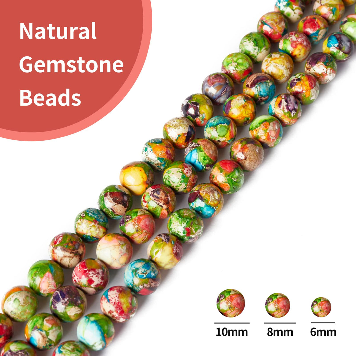 35pcs 10mm Natural Colorful Imperial Turquoise Beads Gemstone Beads Round Loose Beads for Jewelry Making