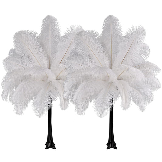 Natural White Ostrich Feathers Bulk 40 Pack, 10-12 in, 8-10 in (20 Pcs Each), for DIY Vase Craft Wedding Party Centerpieces Christmas Decoration