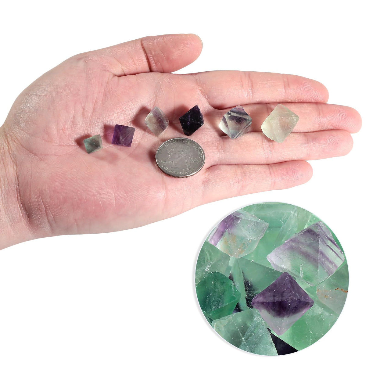 rockcloud 1/2 lb Natural Flourite Octahedron Rhombus Crystals for Cabbing,Cutting,Lapidary,Tumbling,Polishing,Wire Wrapping,Wicca and Reiki Crystal Healing Small Size
