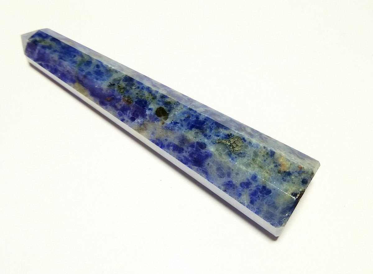 WholesaleGemShop 3 Inch Sodolite Gemstones Obelisk Tower Jumbo Facet Aura Rock Crystal Natural Polished Earth Wand Spirit
