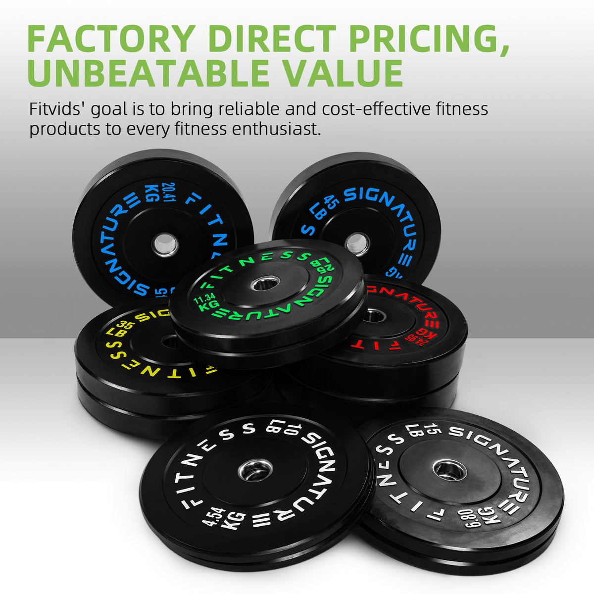 Fitvids 2" Olympic Bumper Weight Plates 260 LB Set, Colored