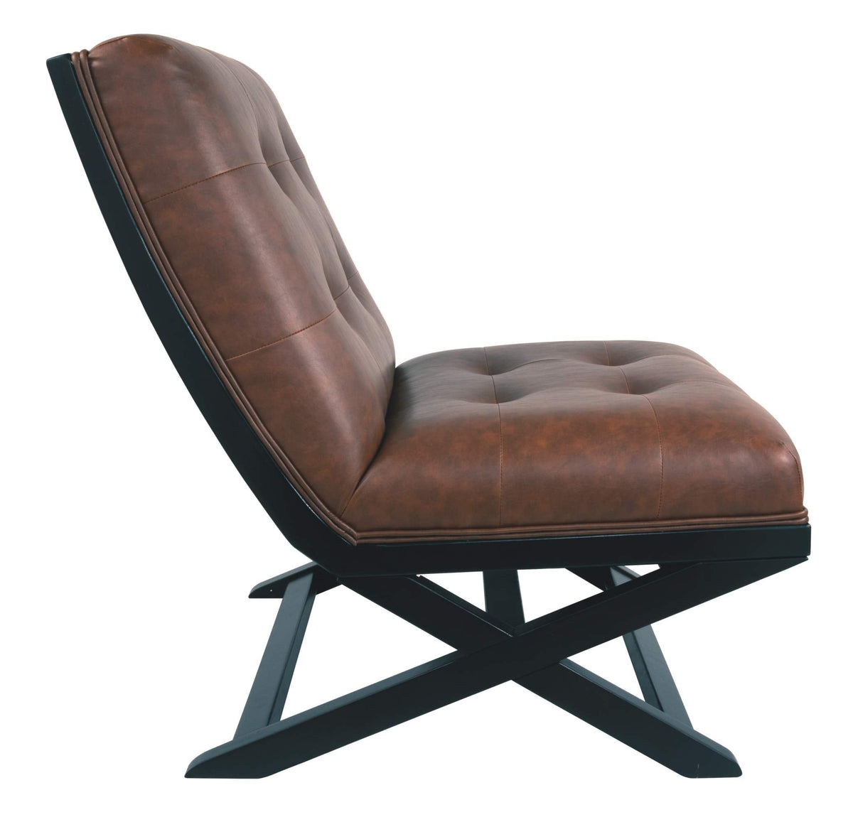 Signature Design by Ashley Sidewinder Mid-Century Modern Faux Leather Accent Chair, Brown
