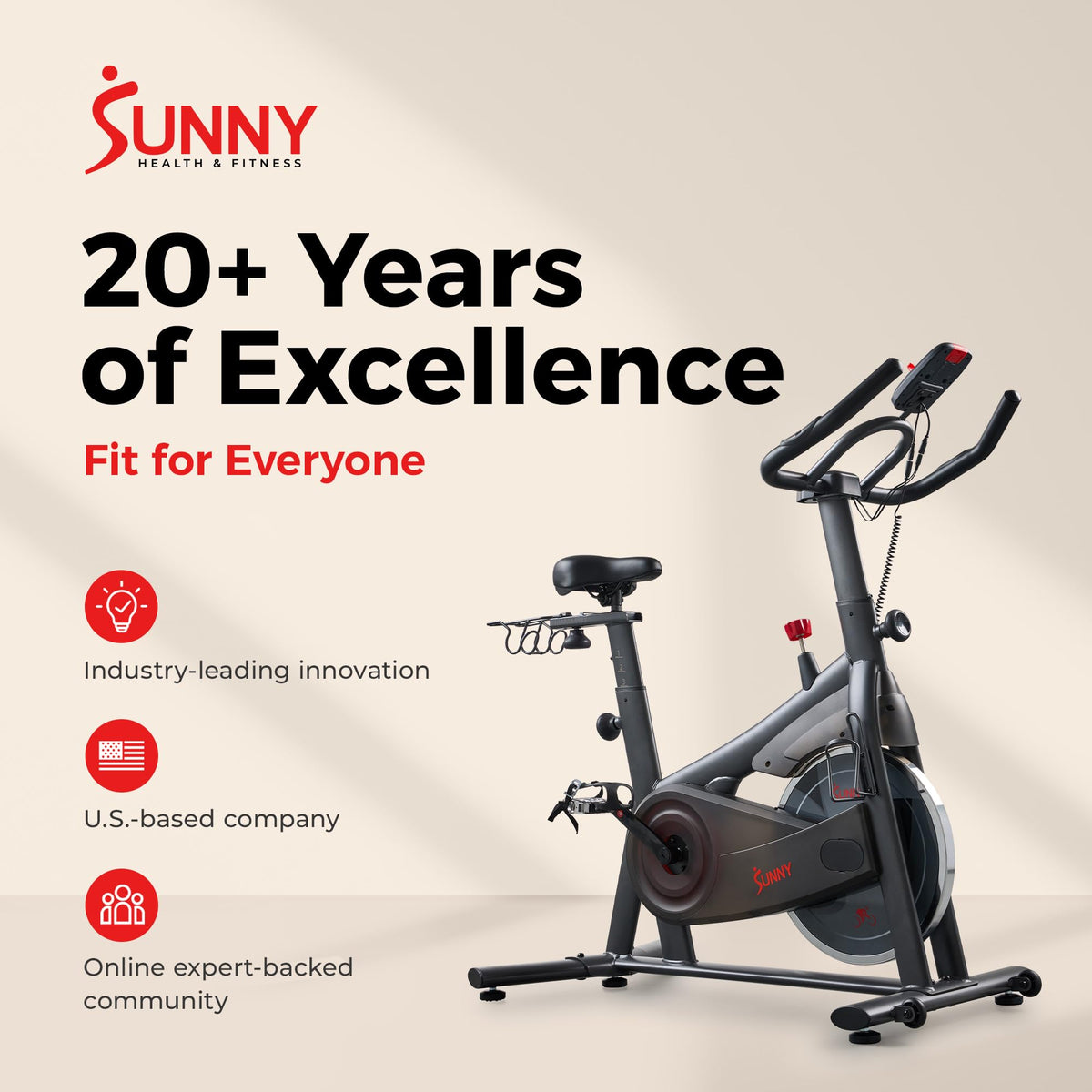 Sunny Health & Fitness ACTIVE 200 Smart Exercise Bike w/Pulse Sensor, Indoor Cardio Cycling Machine w/Adjustable Handlebar & Seat for Cardio Cycle Training, Free SunnyFit App Connection – SF-B124067