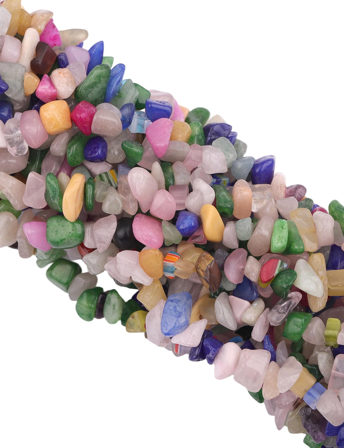 200pcs Natural Irregular Chip Stone Beads 5-8mm Pre-Drilled 30-inch Strand Semi-Precious Healing Crystal Beads for DIY Jewelry Making Bracelet Chakra Crafts Multicolor Jade