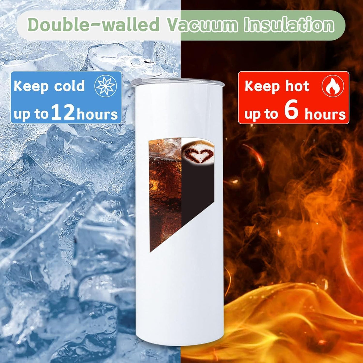 Kocdam 25 Pack Sublimation Blanks Tumblers with Lids and Straws Bulk, 20oz Sublimation Tumbler Skinny Straight, Stainless Steel Double Wall Polymer Coating for Heat Transfer Customized Gifts