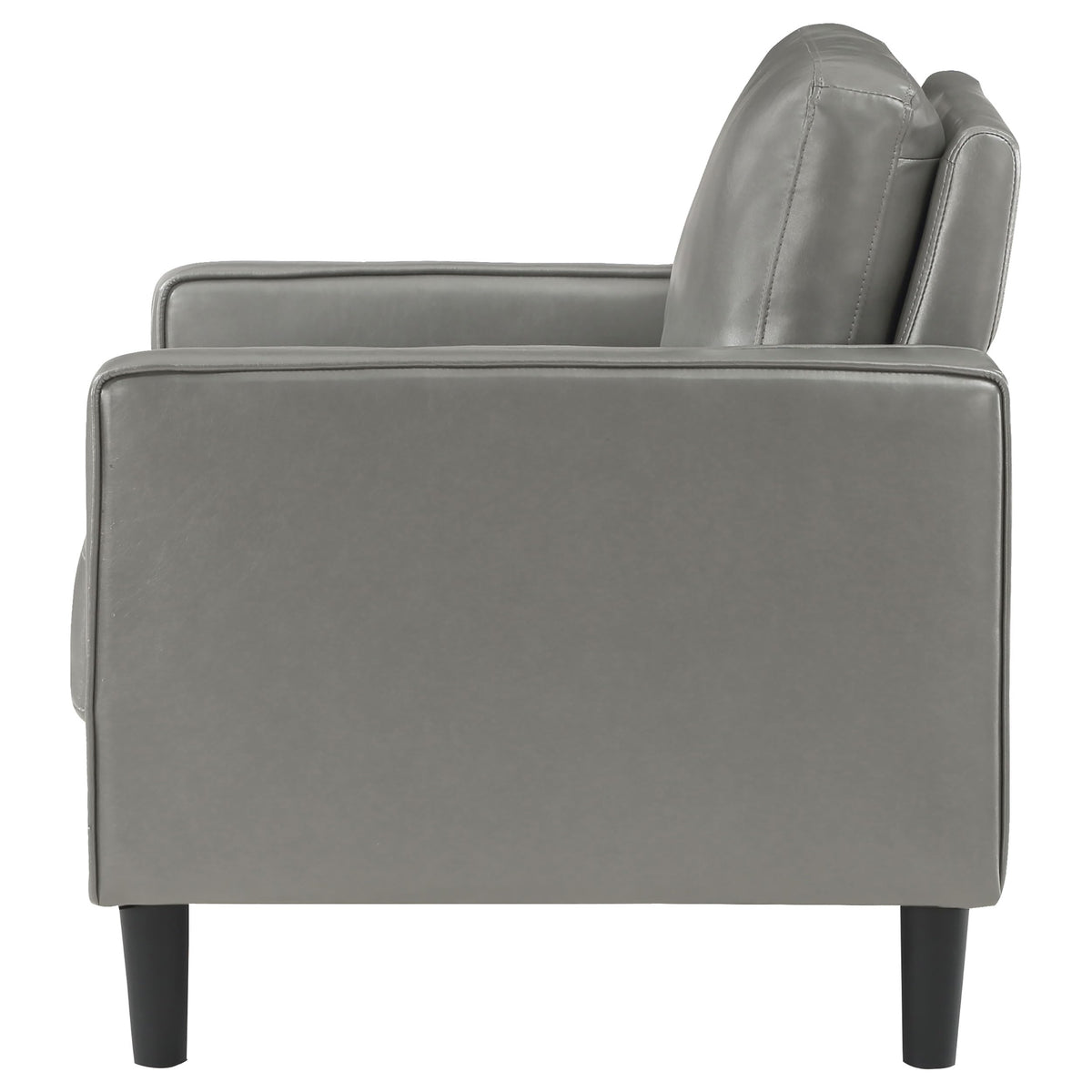 Coaster Home Furnishings - Ruth - Track Arm Accent Chair with Gray Faux Leather Upholstery, Foam Cushion and Tapered Legs - Living Room - Gray - 508367
