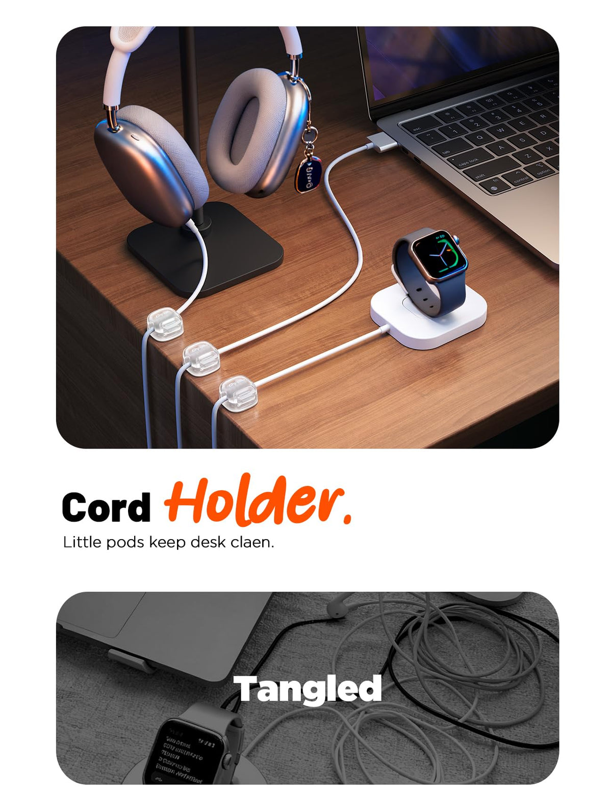 Cable Clips,8 Pack Cord Holder Cord Organizer [1s Lock & Strongest Adhesive] Spring Cord Clips Phone Charger Wire Desk Cable Management Nightstand Home Office School Decor Women Desk,Transparent Clear