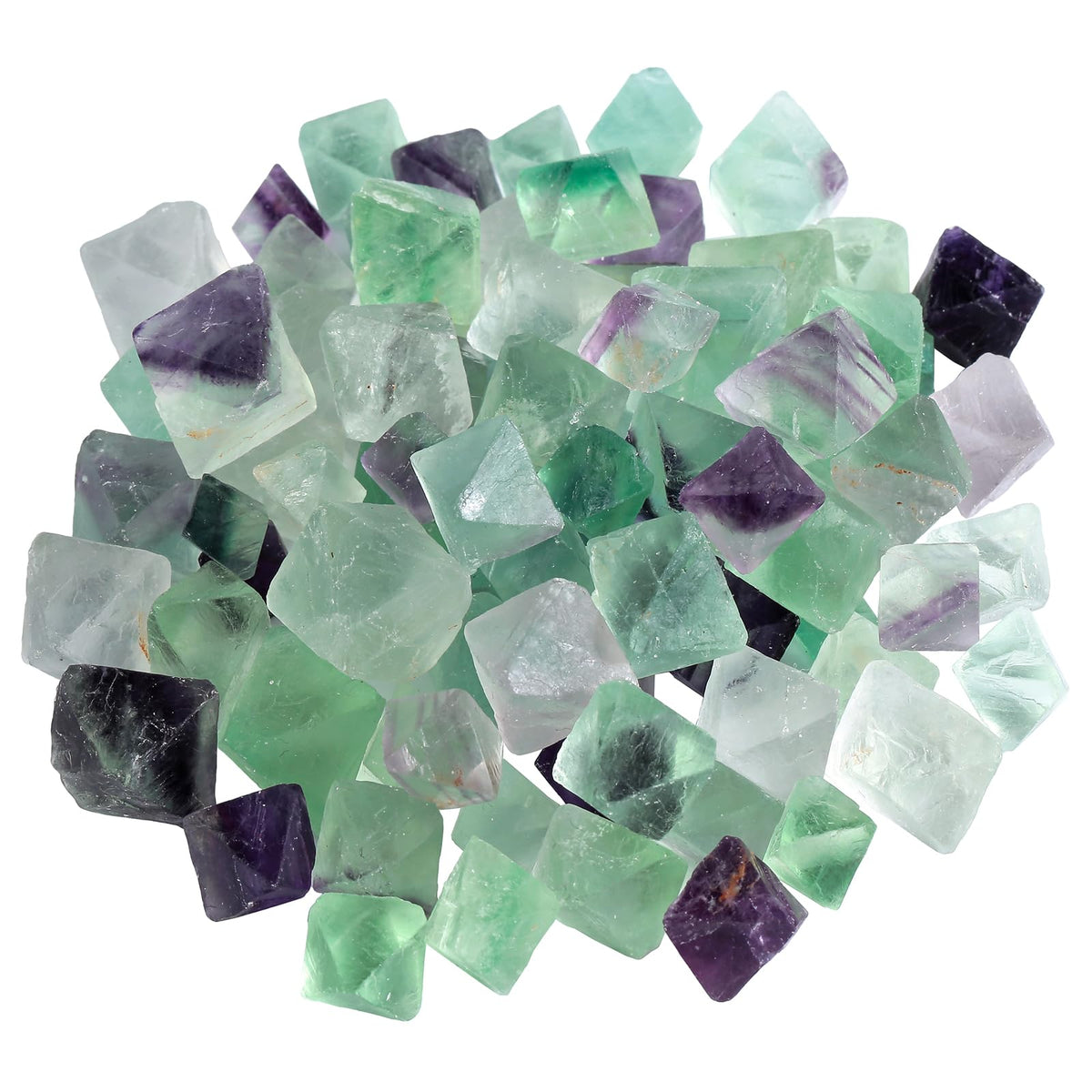 rockcloud 1/2 lb Natural Flourite Octahedron Rhombus Crystals for Cabbing,Cutting,Lapidary,Tumbling,Polishing,Wire Wrapping,Wicca and Reiki Crystal Healing Small Size