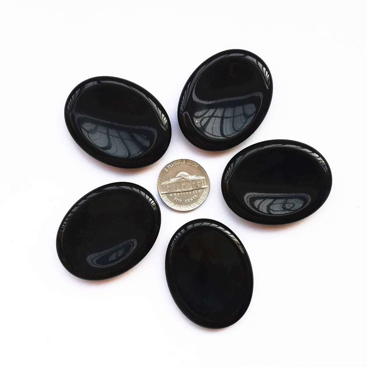 Bacatgem 1 Pcs Natural Black Obsidian Crystal Thumb Worry Stone,Stress Relax Healing Reiki Crystal Pocket Palm Stones