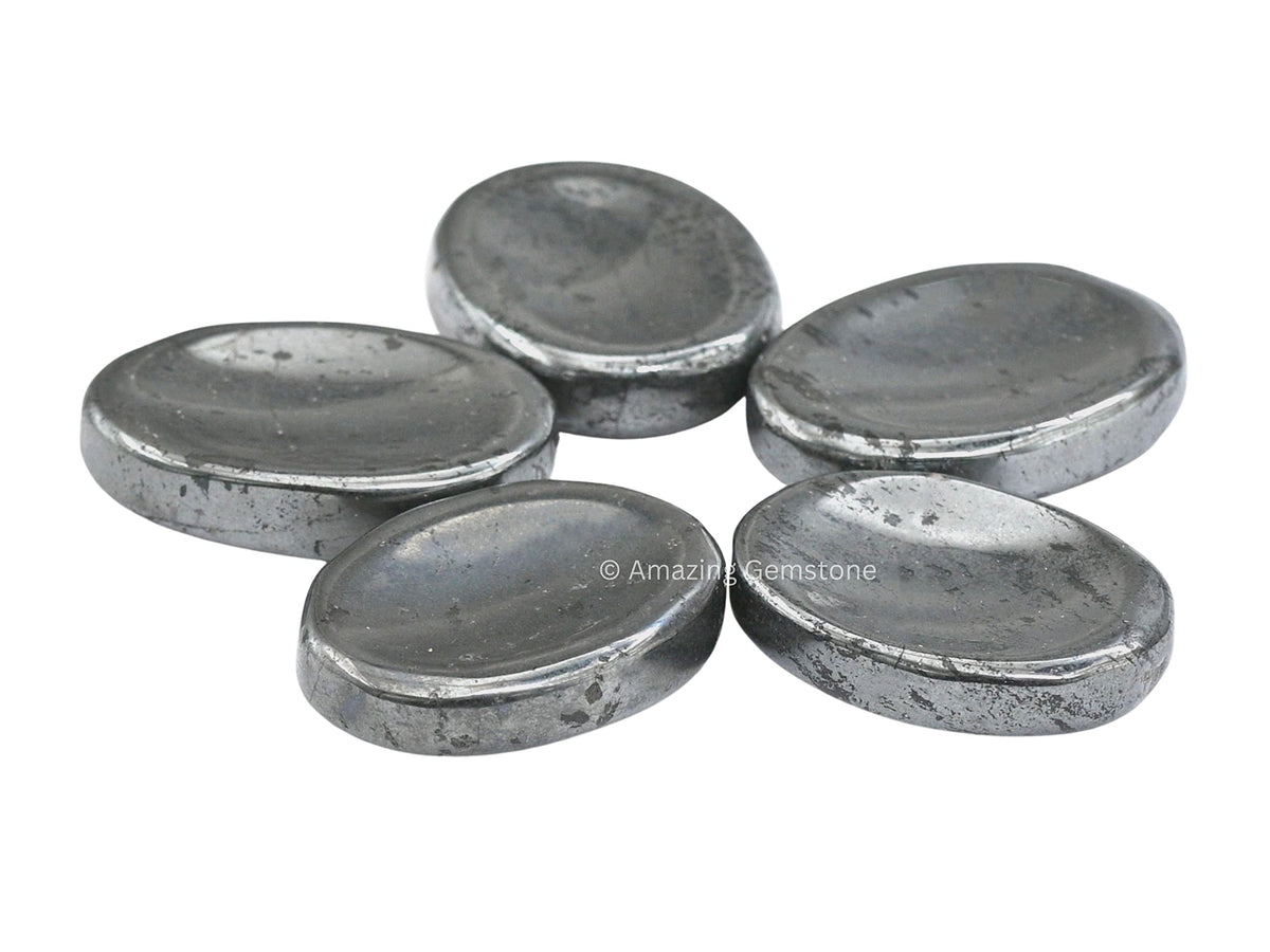 Amazing Gemstone Hematite Worry Stone Crystals and Healing Stones - Worry Stones for Stress Relief Gifts - Piedra Crystal Fidget for Meditation,Relaxation - Unique Stocking Stuffers and Birthday Gift