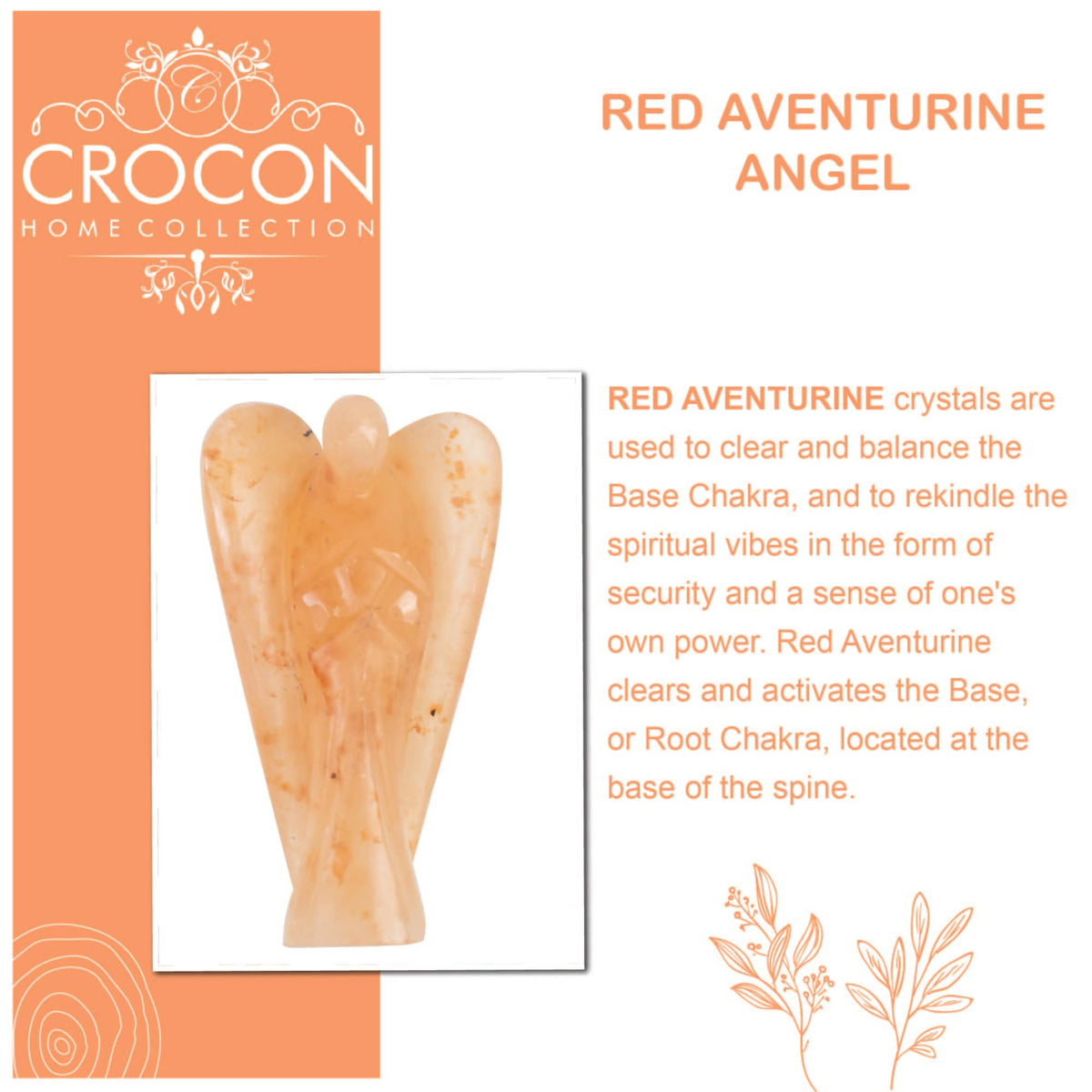"Red Aventurine Gemstone Guardian Angel Healing Crystal, Hand Carved Pocket Angel Figurine Handmade Mini Statue for Love, Peace & Healing, Crystals for Positive Energy, Natural Gemstone Figurine"