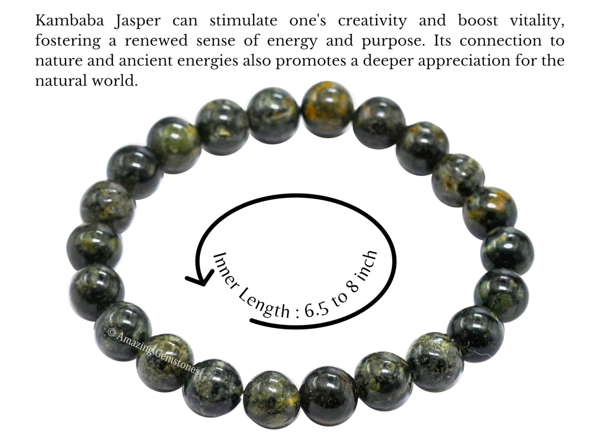 Amazing Gemstone Crystal Bracelet for Women Men's Gifts - Protection Healing Crystal Bracelet - 8mm Gemstone Beaded Stretchable Bracelet Pulseras Para Hombres Mujer Stocking Stuffers Mothers Day Gift (Kambaba Jasper)