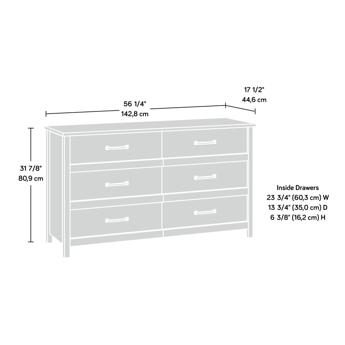 Sauder Cannery Bridge 6 Drawer Dresser Bedroom Dresser Chest of Drawers Wooden, in Sindoori Mango