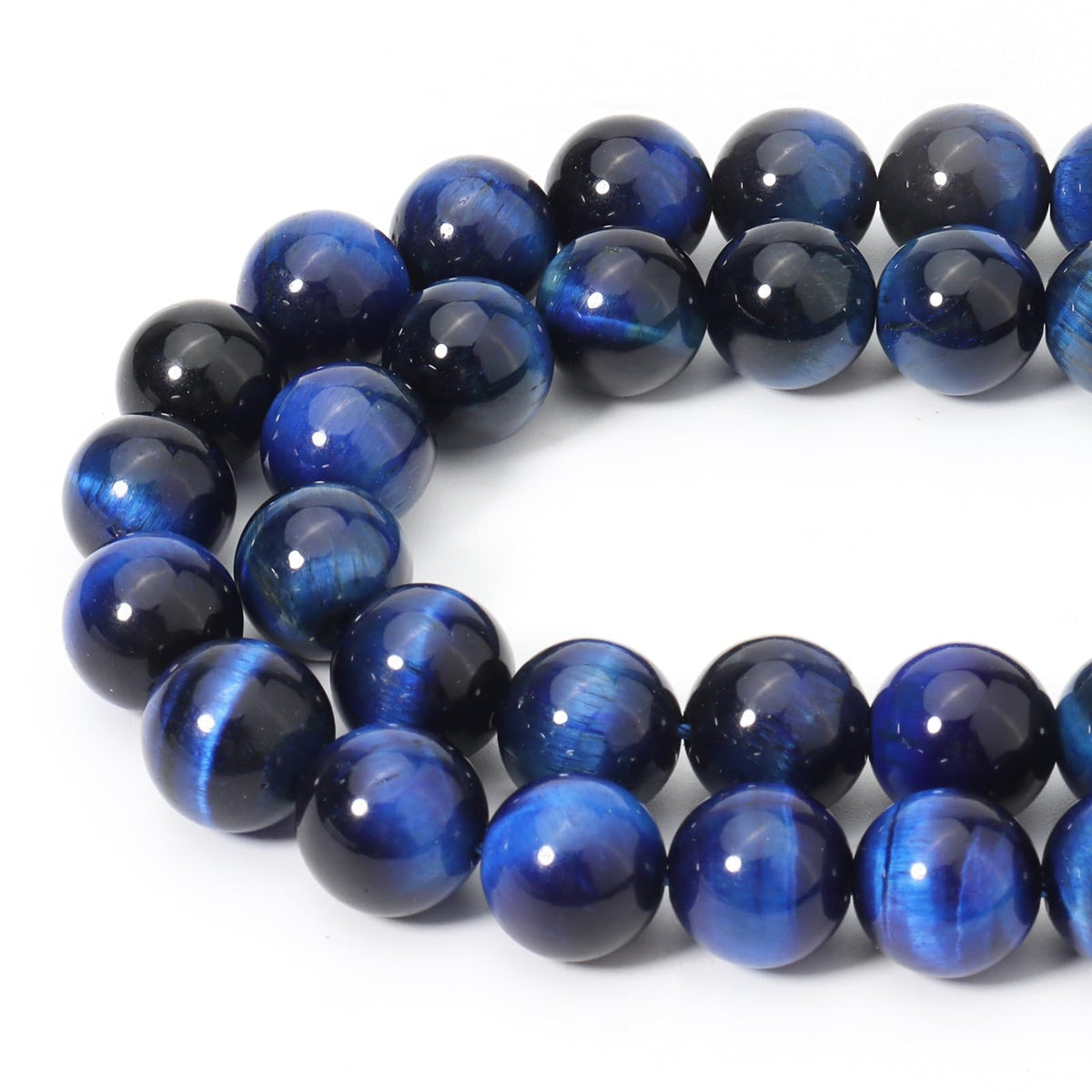 Siomia 45pcs 8mm Natural Blue Tiger Eye Gemstone Beads Energy Healing Crystal Round Loose Stone Beads for Jewelry Making, DIY Bracelets Necklaces