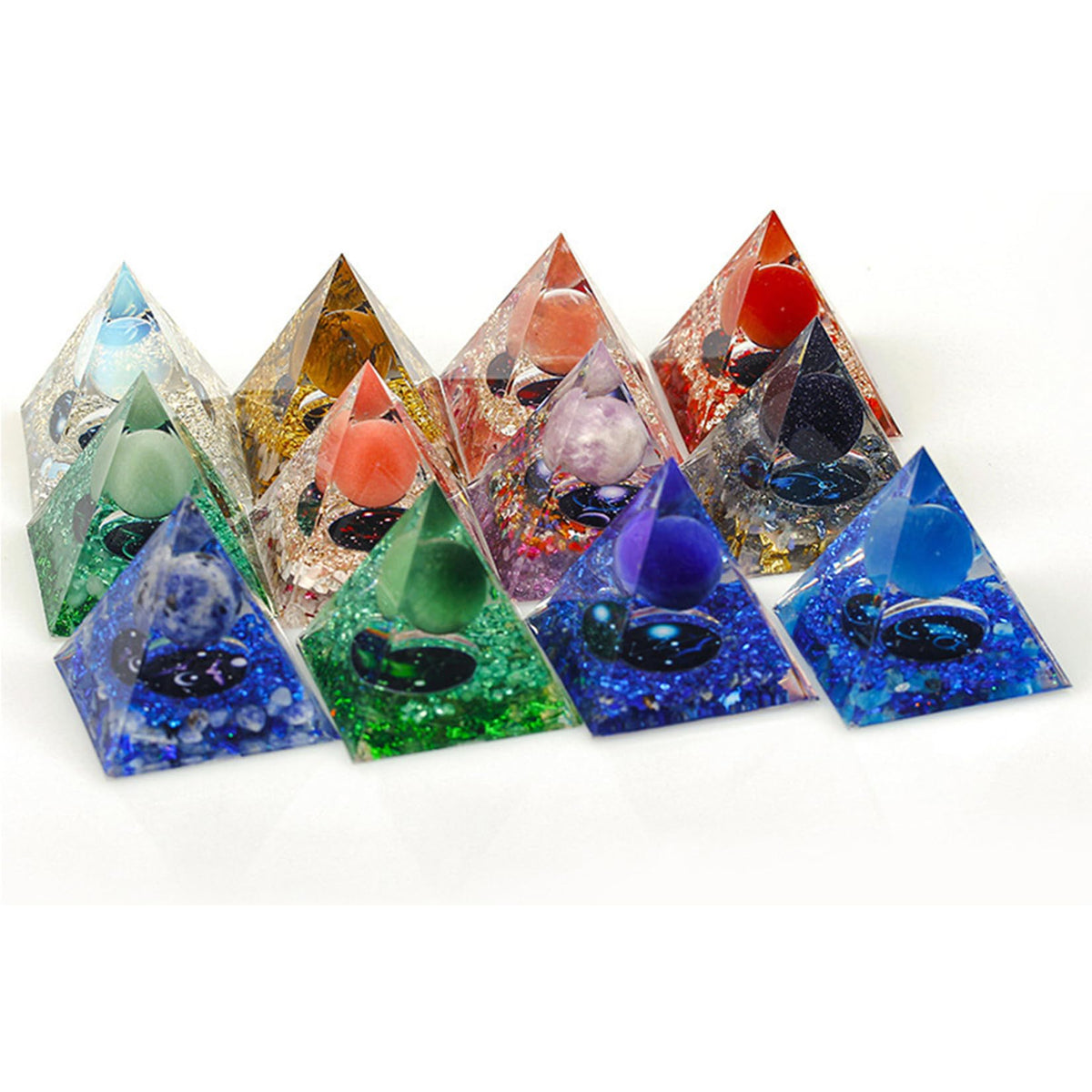 SEVNPRIME Handmade Constellation Crystal Pyramid Unique Positive Energy Orgonite Pyramid Decoration Capricornus Opal Crystal Pyramid Ornaments for Office/Living Room/Bedroom/Yoga(Capricornus)