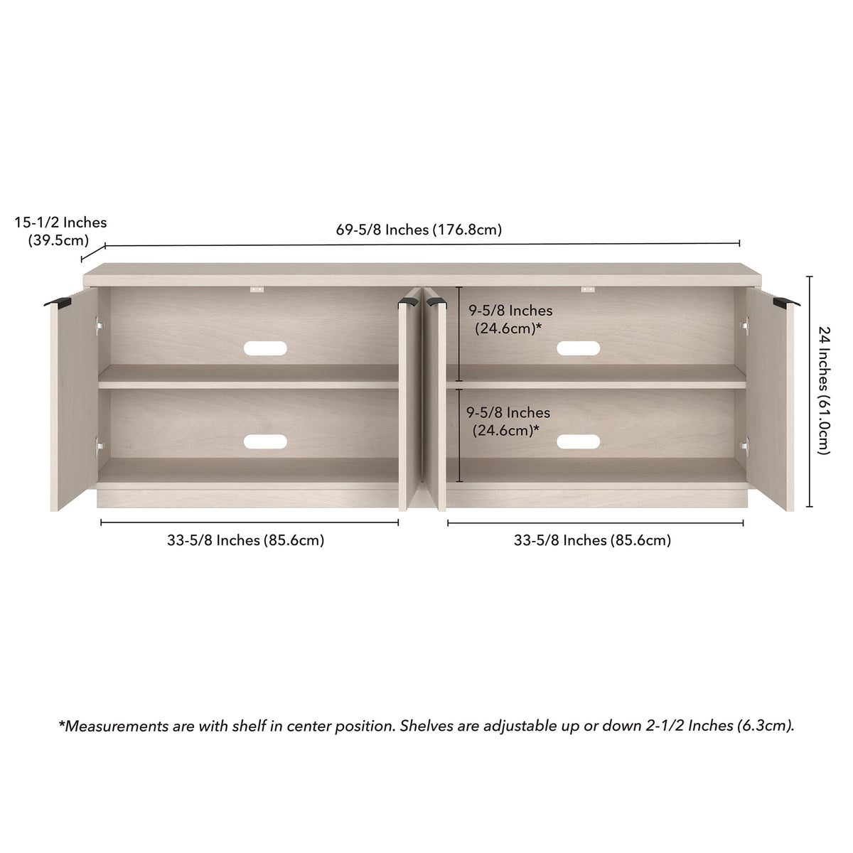 Henn&Hart Fluted TV Stand for TVs up to 78" with 2 Ribbed Storage Cabinets and Adjustable Shelves for Living Room, Family Room, or Office, Beech White
