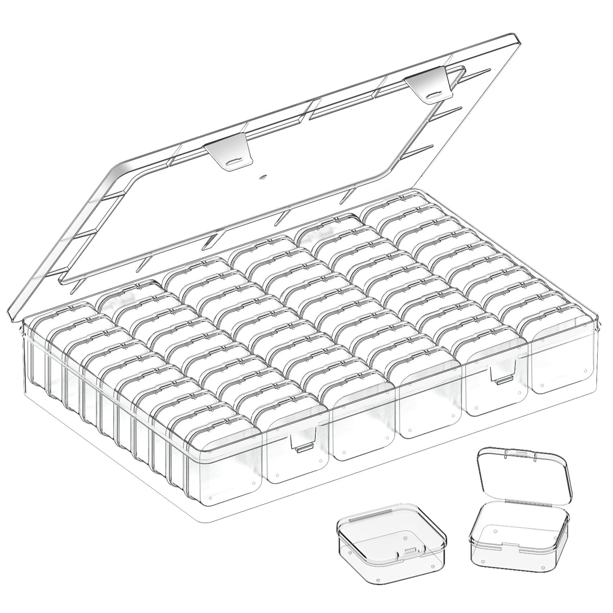VANSUNS Bead Organizer Box, 61pcs Clear Plastic Storage Containers Set, Large Capacity Small Bead Organizers and Storage Cases with Labels, for Jewelry, Crafts, Diamonds Storage