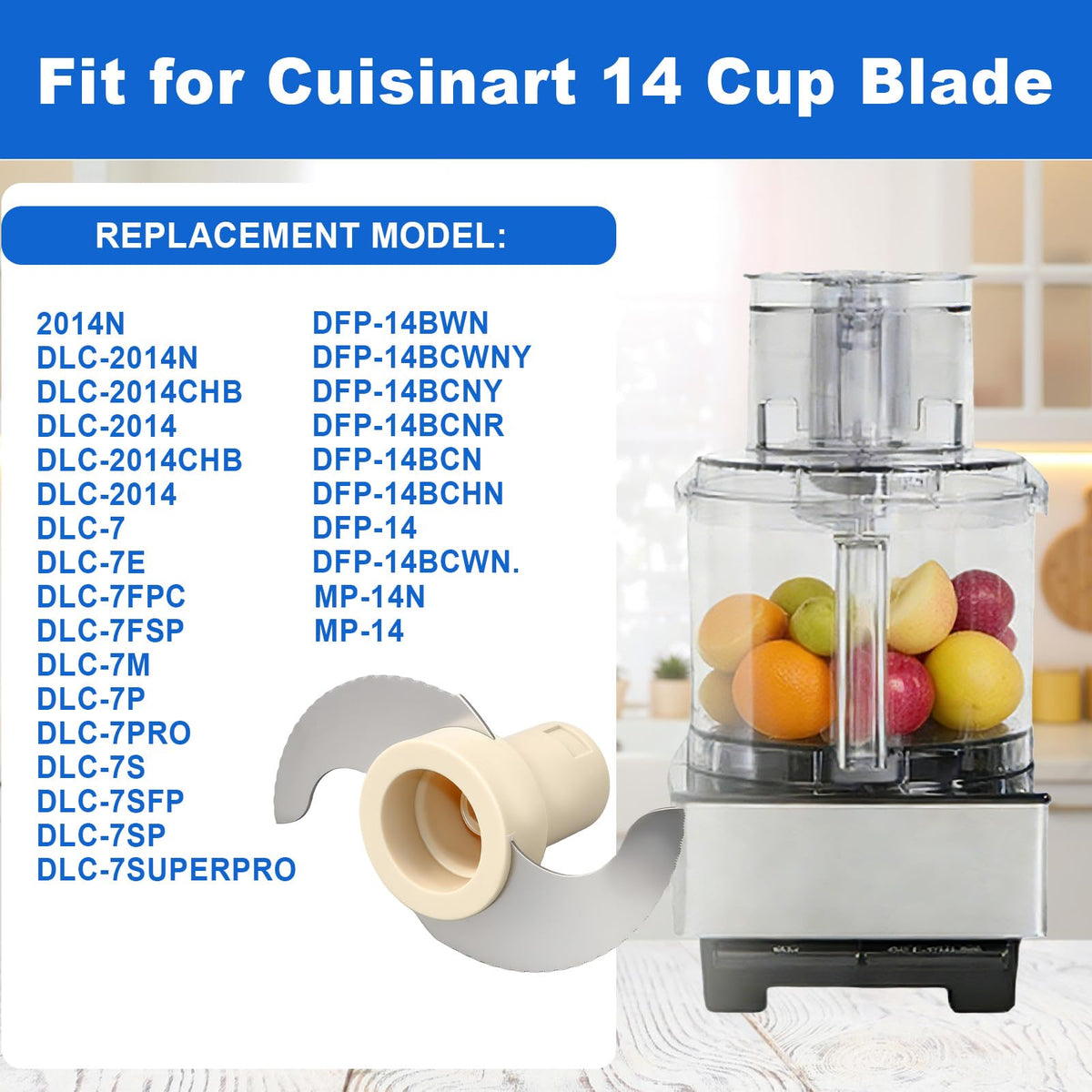 DLC-001TXB Main Stainless Steel Chopping Blade Compatible with Cuisinart 14 Cup Food Processor Replace for DLC-001TXA,DFP-14BCNY,DFP-14BCNR, DFP-14BWN,DFP-14BCN, DLC-2014,DLC-001TXB-CSR