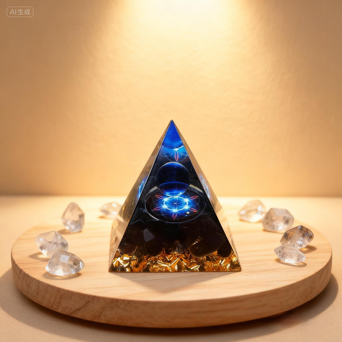 ycyingcheng Moonstone Crystal Orgone Pyramid Ogan Crystal Energy Tower, Nature Reiki Chakra Crushed Stone Jewelry, Crystal Pyramid for Home Decor (Crystal Pyramid-27)