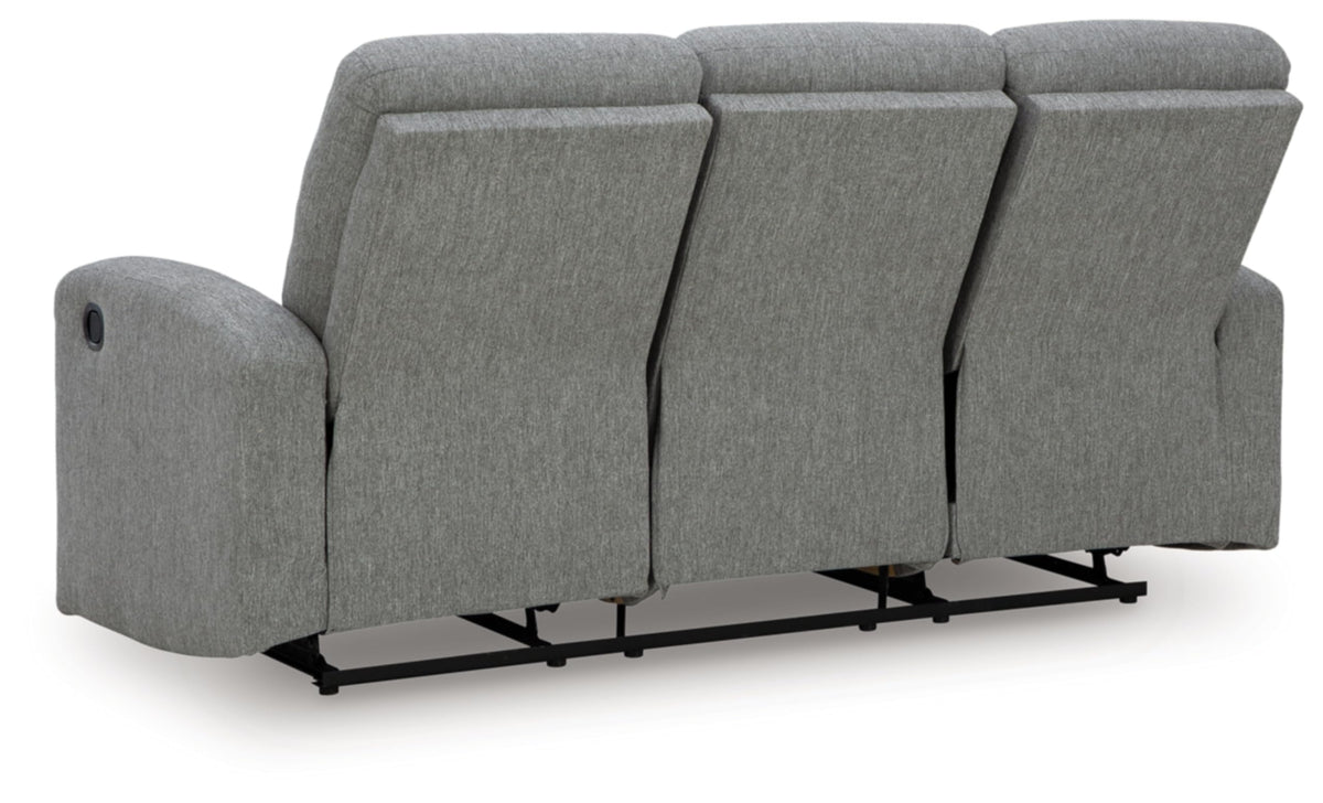Signature Design by Ashley Carrigan Lane Classic Manual Pull Tab Dual Sided Reclining Sofa with Position Lock, Gray