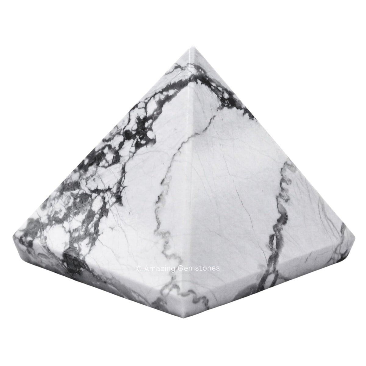 Amazing Gemstone Howlite Pyramid Crystal Healing Stones - 1.5" Great Pyramid Figurine of Natural Stone Pyramid for Meditation, Reiki, Chakra Balancing and Crystal Pyramids Grid