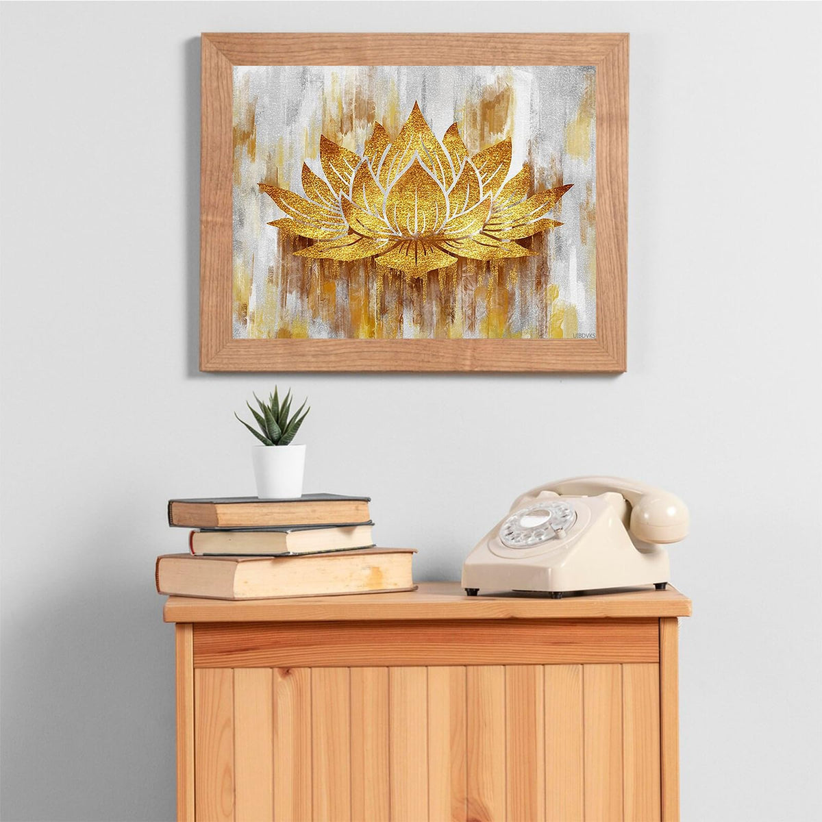 UIBDVKS Gold Lotus Flower Abstract Golden Floral Diamond Painting Kit for Adults Diamond Art by Number Kits Full Round Dirll Gem Art Wall Home Decor 12x16 inch