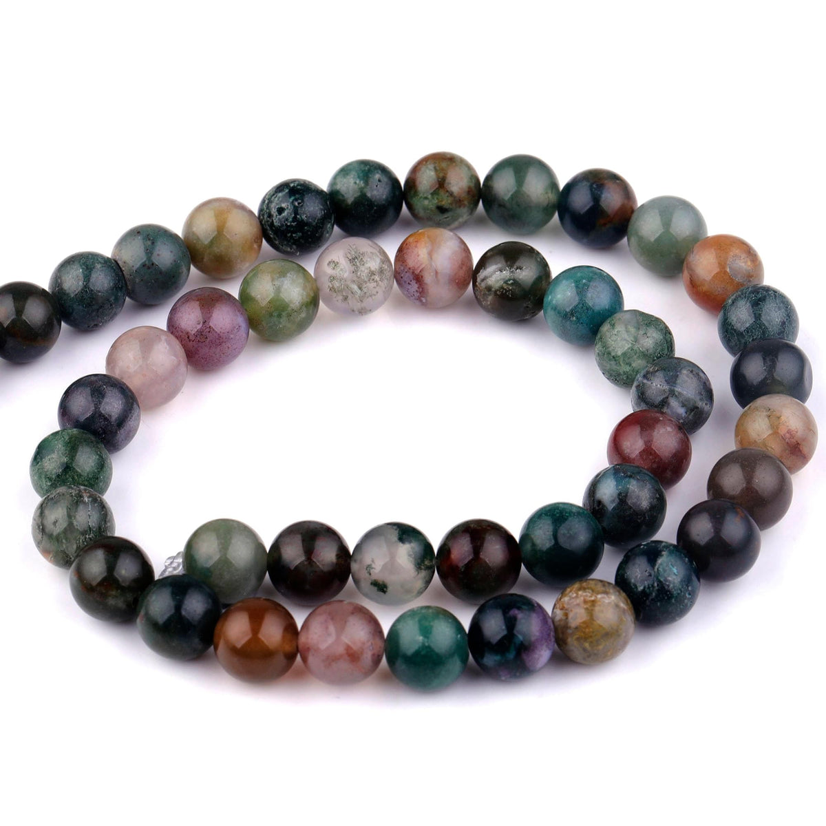 Youngbling Natural Gemstone Beads for Jewelry Making,10mm Indian Agate Polished Round Smooth Stone Beads,Genuine Real Stone for Bracelet Necklace 15 Inch(Indian Agate,10mm)