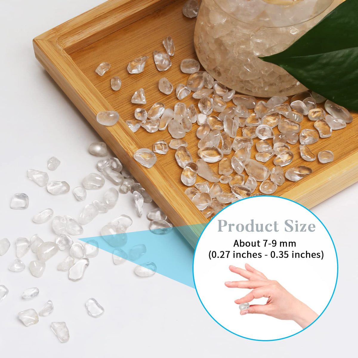 QICQDRAM Polished Gem Stones Rocks Crystals 0.9 Lb/405g Natural Tumbled Stones Clear Quartz Crystal Chips Bulk for Healing Crystals & Fish Tank Rocks Gravel, Vase Filler, Plants Decor