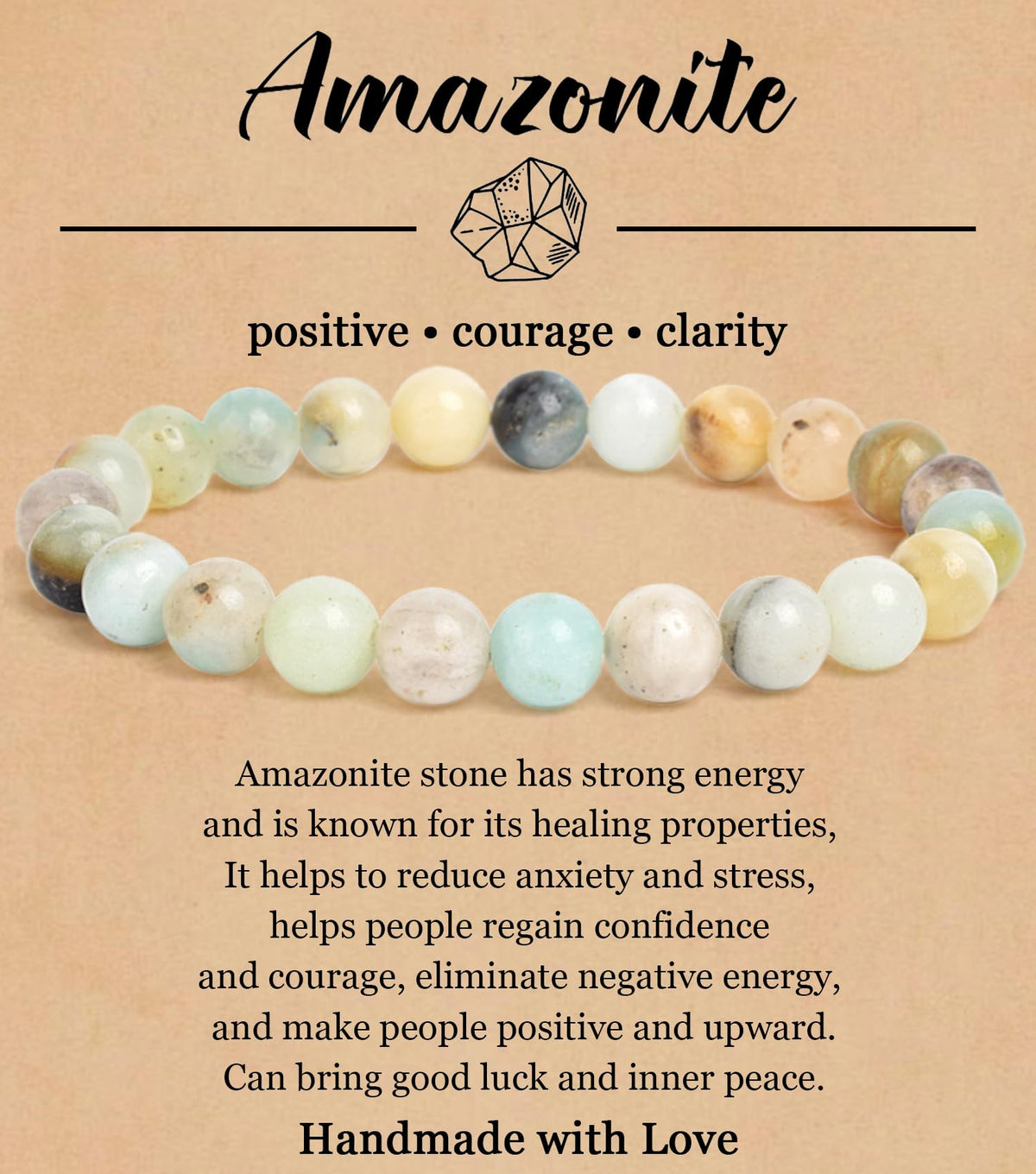 BOMAIL Natural Stone Bracelet for Women Men - 8MM Semi-Precious Gemstone Beaded Bracelet Healing Crystal Stretch Bracelet Yoga Bracelets Jewelry