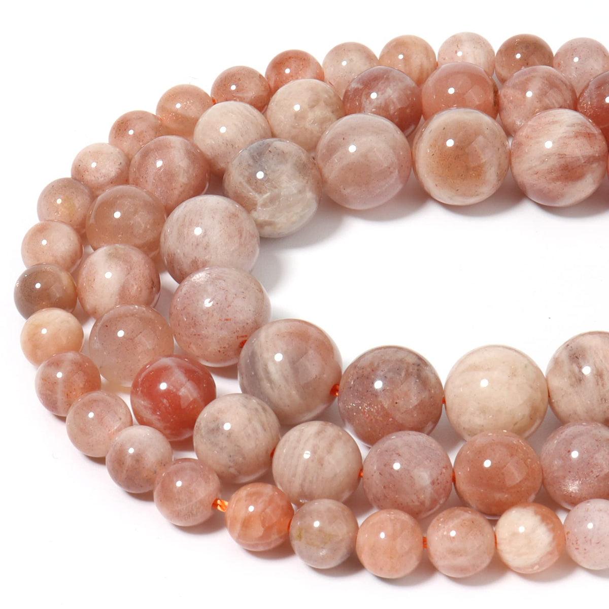 60pcs 6mm Natural Sunstone Beads Gemstone Beads Energy Healing Crystal Round Loose Stone Beads for Jewelry Making, DIY Bracelets Necklaces