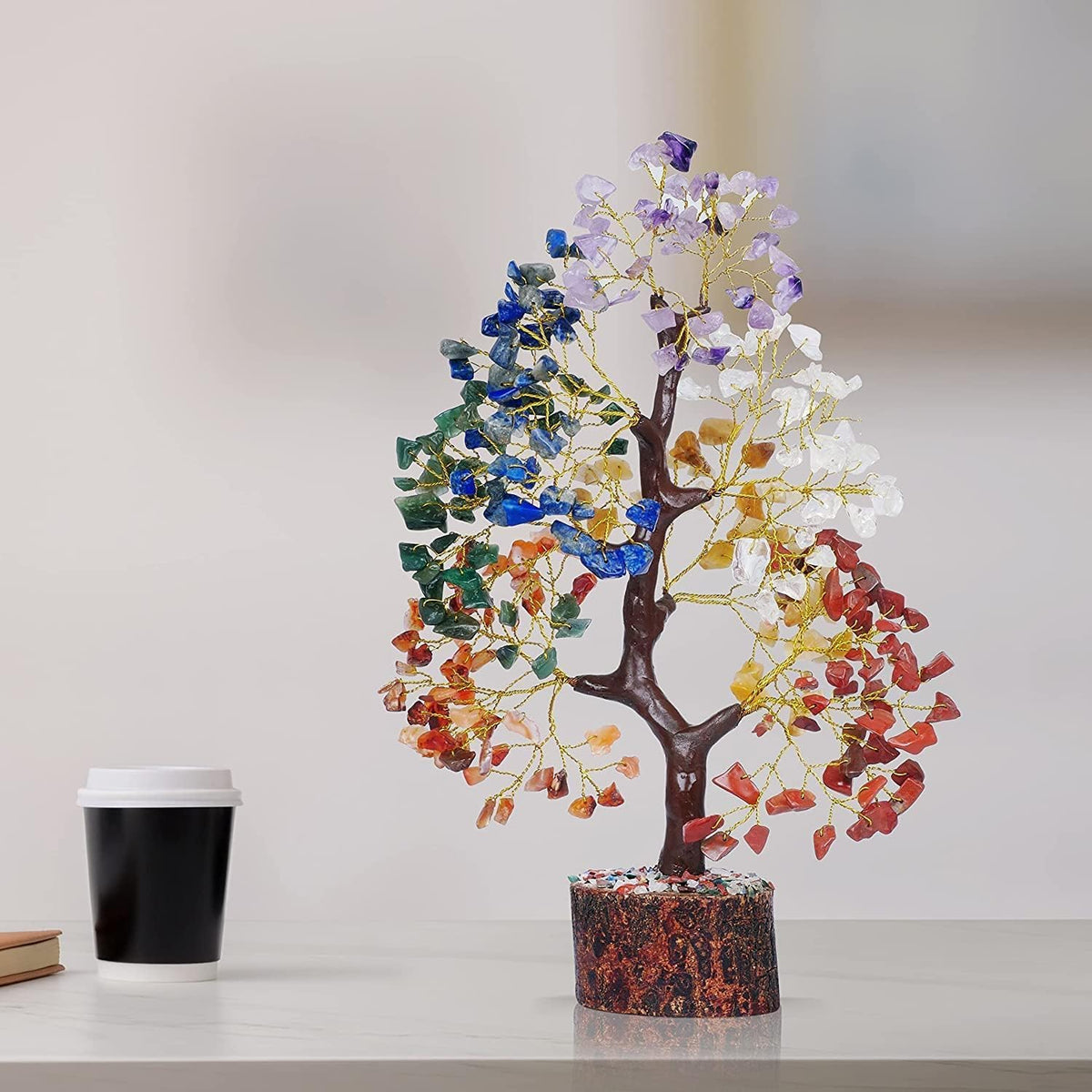 YATSKIA Chakra Crystal Tree - Handmade Healing Crystal Trees with 7 Chakra Stones | Tree of Life for Meditation | Feng Shui | Birthday Gift for Woman | Gifts for Women | Home Decor | Office Decor