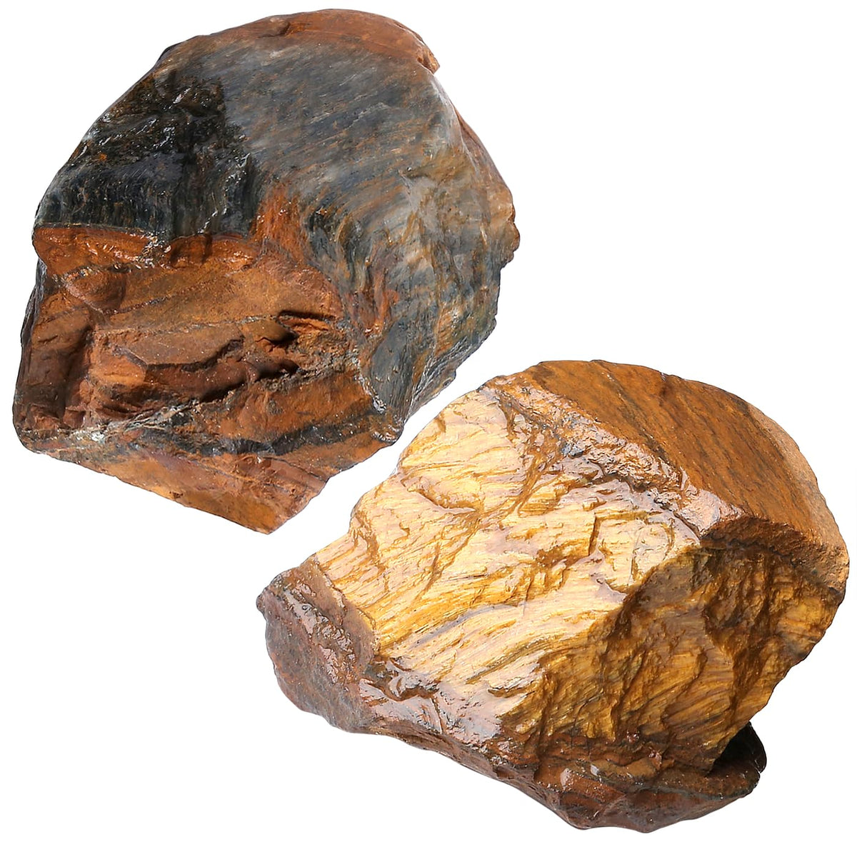 NUKAYAI 2Pcs Tiger Eye 1.8-2.2" Large Raw Crystals Stones Rough Rocks Tiger Eye Stone Healing Crystal for Wicca Reiki Wrapping DIY Cabbing Wire Decoration Polishing Natural Rock Gifts