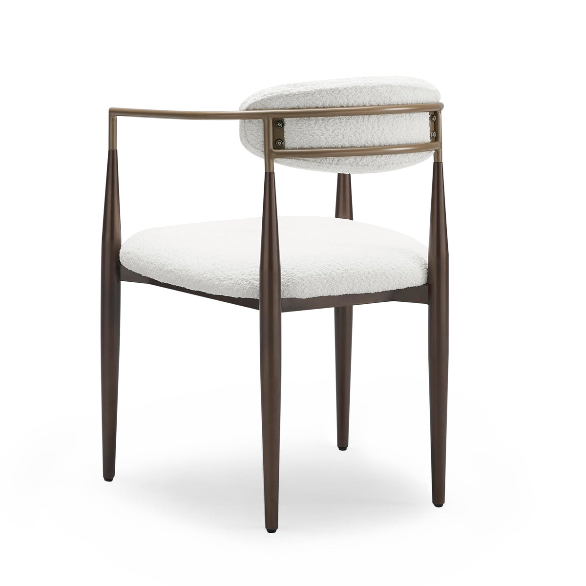 Christopher Knight Home Set of 2 Jetson Modern Curved Open Backrest Fabric Upholstered Dining Chairs, Side Chair for Dining Room/Kitchen, Iron Toothpick Frame, Golden Amrest, White Beige+Gold