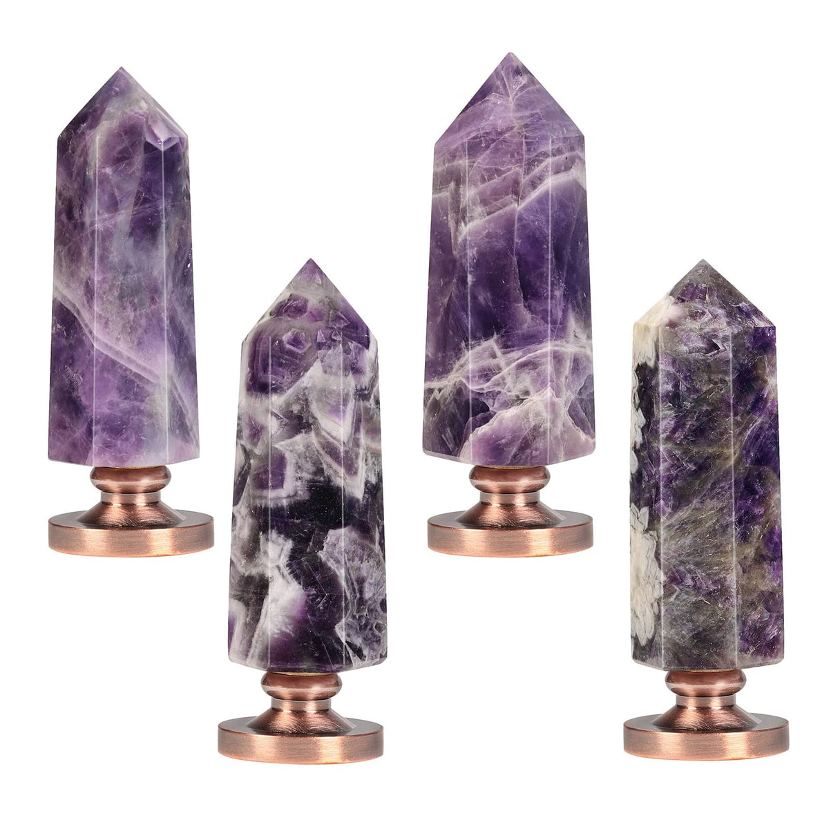 Cheungshing Amethyst Crystal Hexagon Prism Wax Seal Stamp, Detachable Vintage Copper Seals for Invitation Cards for Christmas Halloween Thanksgiving Gift, Twin Symbiotic Tree of Life Pattern