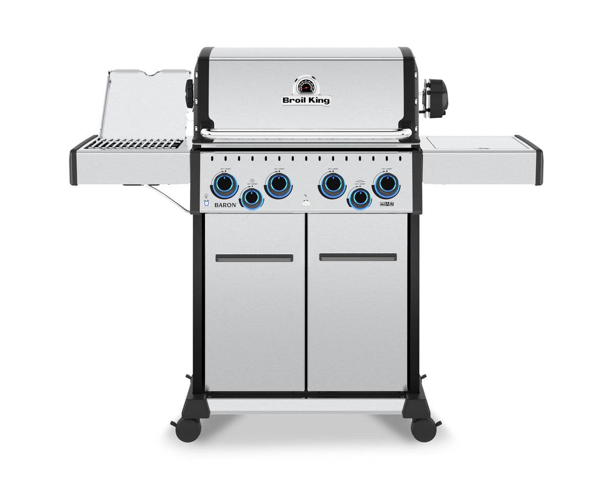 Broil King 677344 Baron S 490 Pro IR 4-Burner Pellet Ready Propane Gas Grill in Stainless Steel with Infrared Infrared Side Burner and Rear Rotisserie Burner