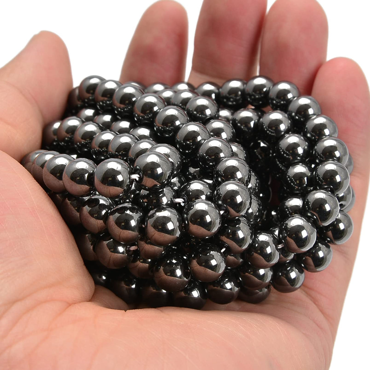 jodaying 10mm Grey Hematite Smooth Round Natural Gematone Loose Beads for Jewelry Making DIY Findings 1 Strand 15"