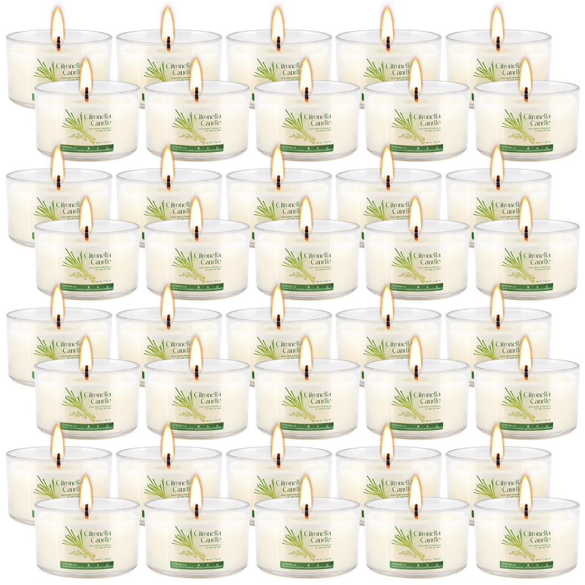 CAKETYCG 40-Pack Citronella Scented Tealight Candles -Outdoor Candles Natural Soy Wax Candle Bulk, Smokeless & Long-Lasting for Yard, Picnic, Camping Outdoor Comfort.