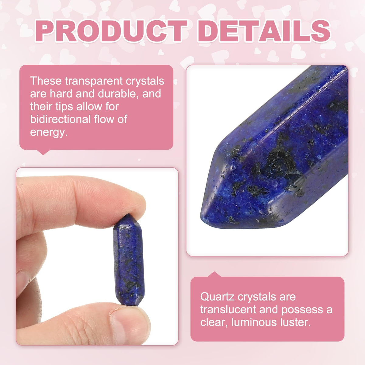 MECCANIXITY 10 Pack Blue Gold Quartz Crystals, Polished Crystals Bulk Hexagonal Shaped Meditation Gemstone for Jewelry Making Energy Balance Accessories Gifts