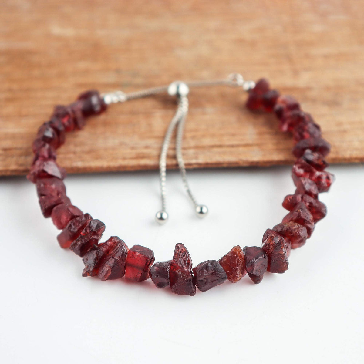 OdrillionGems Natural Raw Garnet Gemstone Bolo Bracelet, Rough Stone, Chakra Healing Crystals, 925 Sterling Silver, Handmade, January Birthstone, Adjustable Slider, Women Jewelry, Valentine Gifts