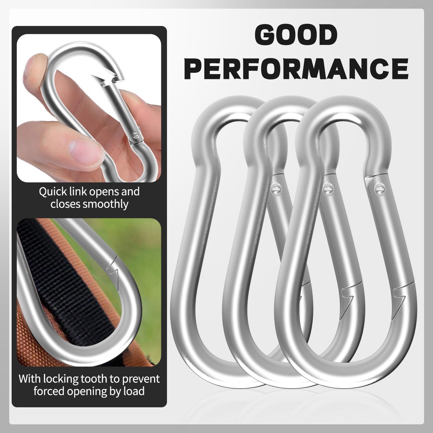 High-PQ Carabiner, Heavy Duty Galvanized Steel Spring Snap Hook Carabiner Clips with 220LBS Holding Capacity, Ideal for Outdoor, Hammock, Swing and Travel (M5 2Inch, 50PCS)