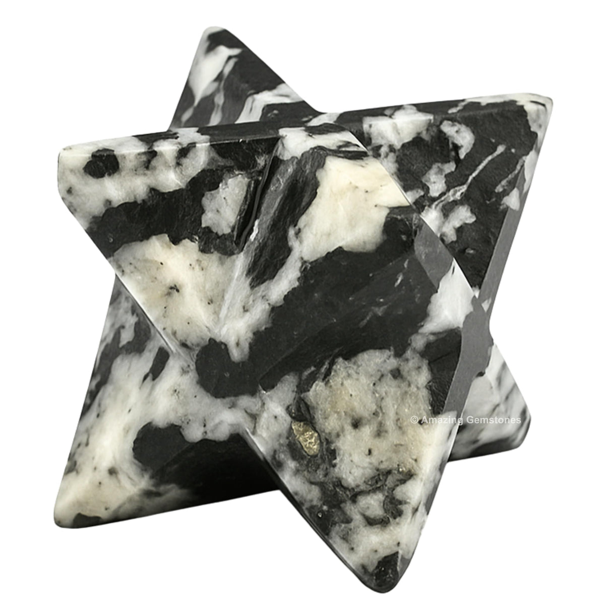 Amazing Gemstone Black & White Tourmaline - 0.75 Inches Metaphysical Merkaba Star for Meditation - Energetic Tetrahedron Crystal and Healing Stones for Spiritual Growth and Healing (15-20mm)