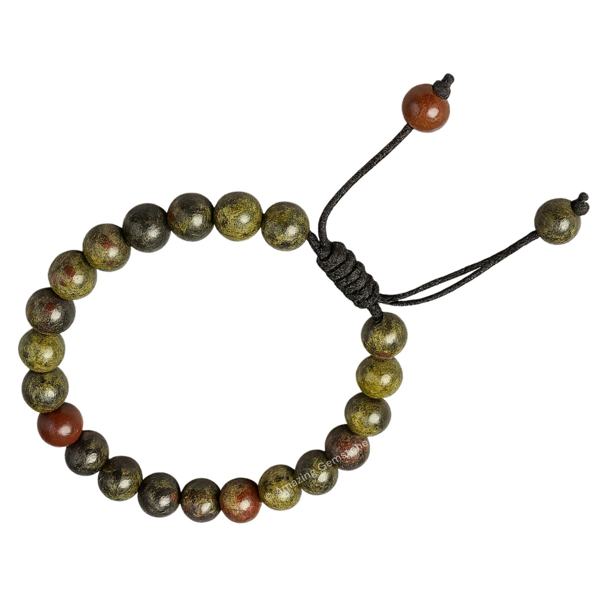 Amazing Gemstone Dragon Bloodstone Bracelet, Gifts For Men & Women - Protection Healing Crystal Bracelet - 8mm Gemstone Beaded Adjustable Bracelet, Pulseras Para Hombres Mujer Stocking Stuffers