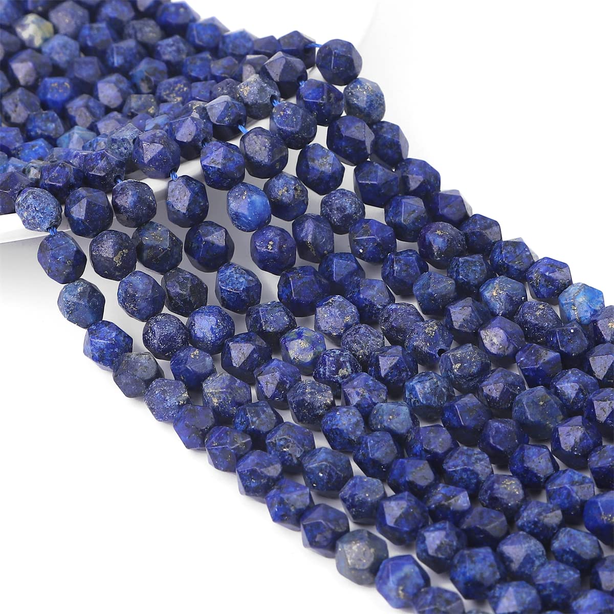 BEADIA Faceted Natural Lapis Lazuli Stone Round Beads 8mm 36cm/Strand for Jewelry Making