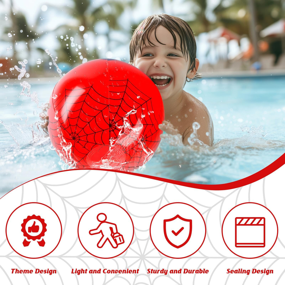 12PCS Spider Web Beach Ball 12 Inch for Kids Summer Pool Party Supplies|Spider Birthday Decorations|Bulk Spider-Themed Party Favors,Beach Games,Class Celebration,Outdoor Activities&Holiday Gift Ideas