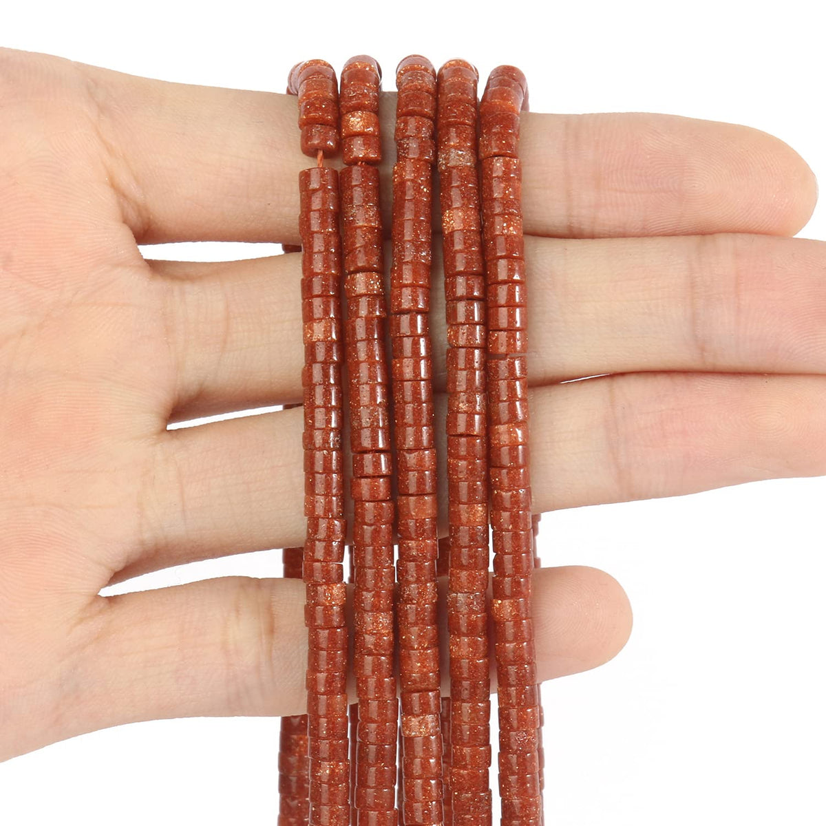NITOPUPU 150Pcs 4×2mm Natural Gold Sandstone Spacer Stone Beads for Jewelry Making Supplies, Loose Semi Flat Round Gemstone Tube Beads for Bracelets DIY Crafts