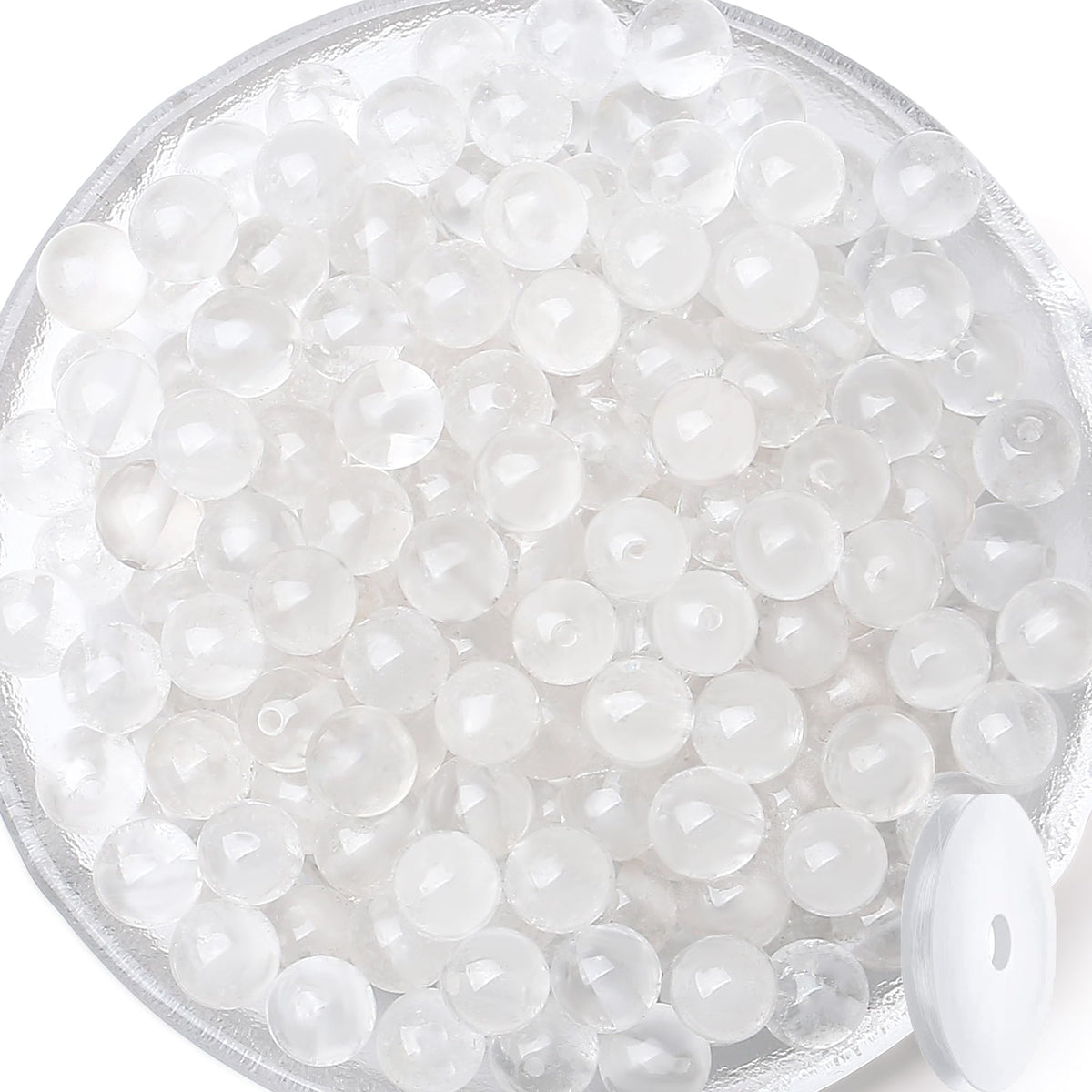 QINJIEJIE 60PCS Clear Crystal Beads 8mm Natural Stone Beads Round Loose Gemstone Bead for Bracelet Beading Crystal Jewelry Making DIY Necklace Earrings 0.32"