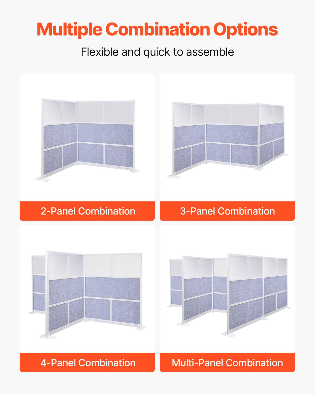 VEVOR Office Divider Privacy Partition, 1-Pack, 70" x 70" Modular Wall Room Divider, PET Workstation Cubicle Partition with Frosted Windows, Freestanding Privacy Panel Wall for Office Library