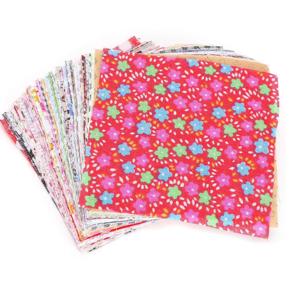 AYNEFY Cotton Floral Patchwork,100 Pcs 10 x 10 cm Floral Printed Fabric Patchwork Sewing Craft Fabric Bundles for Sewing Quilting Stitching DIY Making Supplies
